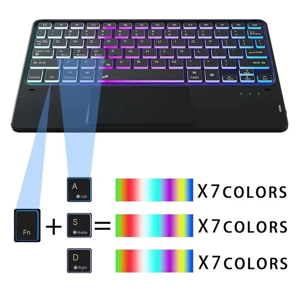 for 2024 iPad Pro 11-inch (M4) Case with Keyboard - 7 Color Backlit Detachable